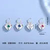 Prata Pura 999 Zircônia Colorida DIY Coração Pingente Pequeno de Prata Esterlina Pulseira Colar Brincos Acessórios de Joias de Prata Atacado