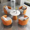 Juego de sofá individual y mesa de centro estilo lujo ligero para recepción comercial, oficina de ventas, mesas y sillas de negociación, sofá de recepción de oficina