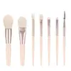 Nuevo Set de 8 Mini Brochas de Maquillaje, Brocha Portátil para Corrector y Base para Principiantes, Brocha para Polvo Suelto, Brocha Herramienta de Belleza