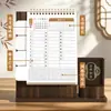Novo Calendário de Mesa Estilo Chinês Ano do Carneiro 2027 Personalização Base de Madeira Multifuncional Porta-Caneta Calendário de Mesa Presente para Reunião Anual Corporativa