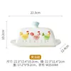 Set de Bol y Plato de Pollo de Pascua Color Macarrón Cerámica Vajilla Dibujo Animado Lindo Color Bajo Esmalte Uso Doméstico Infantil