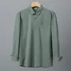 Roupa Masculina Mu Qiu Algodão Puro Manga Longa Camisa de Trabalho Masculina de Alta Qualidade para o Dia a Dia Solta Cor Sólida Jaqueta Camisa Casual