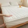 Protector de colchón acolchado de algodón 100% lavado Clase A, funda de colchón engrosada, color sólido, borde elevado para cama, funda a prueba de polvo de cobertura total