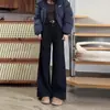 Calça Wide Leg de Cintura Alta Preta 2025 Novo Estilo Jeans Jeans Solto Emagrecedor para Mulheres Outros