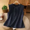 Camisa sem mangas para mulheres, novo estilo de verão 2026, adequada para meninas plus size, colete de sobreposição com mangas tipo sino, top super estiloso