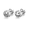 Aretes originales personalizados de comercio electrónico transfronterizo de una pieza rol ace fan cara sonriente aretes de acero inoxidable al por mayor