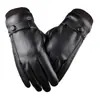 Luvas de Couro Masculinas de Inverno com Parafuso de Tendão Único para Equitação Veludo Espessado Luvas Quentes Tela Sensível ao Toque Algodão Luvas de Esqui