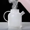 Bule de Vidro Borossilicato Alto Jarra de Suco Chaleira de Água Fria Aquecimento em Chamas Abertas Chaleira com Tampa de Bambu Chaleira Doméstica para Água Fria Chaleira de Chá com Flores