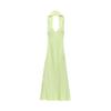 Ropa de Mujer de Comercio Exterior 2025 Verano Nuevo Estilo Europeo y Americano Vestido con Textura de Satén de Seda con Decoración de Bufanda, Vestido Largo con un Ambiente de Lujo Ligero