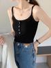 Camisola de Algodón de Alta Calidad para Mujer, 260g, Nuevo Estilo Verano 2026, Top sin Espalda con Botones y Cuello en U, Pura Tentación