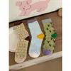 Coleção outono e inverno: meias compridas estilo retrô para mulheres, com tecido que absorve o suor e é respirável, com um design simples e versátil, e um padrão de grafite moderno. Estas meias de cano médio oferecem um visual jovem e feminino