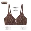 Lingerie Floral com Bolinhas para Mulheres com Seios Pequenos Sutiã Sem Fio Push-up Suporte Macio Suporte Lateral Anti-Queda Sutiã Estilo Doce