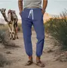 Amazon Moda Casual Pantalones Sueltos para Hombre Verano Transpirables Pantalones de Pierna Recta para Playa Color Sólido