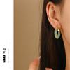 Pendientes de plata 925 retro de alta gama, de resina verde, chapados en oro auténtico de 18 quilates, con un toque de cobre y detalles de oro.