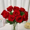 Simulación transfronteriza flor de rosa de franela flor de rosa artificial de boda para el hogar decoración de boda a mano cascada flor de rosa de simulación