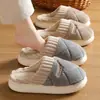 Pantuflas de Invierno para Mujer, Estilo Nuevo, para Casa, con Sensación de Pisar Heces, Suela Gruesa, Cálidas, Antideslizantes, Pantuflas de Felpa para Interiores para Parejas