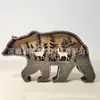Novos Artesanato de Madeira de Natal Animais Criativos da Floresta Norte-Americana Decoração de Casa Alce Urso Marrom Enfeites de Madeira
