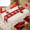 Mantel de Año Nuevo Estilo Francés Impermeable y a Prueba de Aceite, Sin Lavado, Nuevo Modelo 2026, Lujo Ligero, Atmósfera de Alta Gama, Mantel Rojo para Mesa de Café
