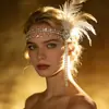 Novo Adorno de Cabeça com Penas Gatsby Estilo Europeu e Americano Festa de Despedida de Solteira Dança Corrente de Cabelo com Strass Faixa de Cabelo Versátil Faixa de Cabelo