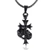 Colgante Cruz de Acero de Titanio 316L Cráneo Retro de Acero Inoxidable Collar para Hombre Joyería al por Mayor Diablo