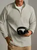 Sudadera con capucha para hombre, nueva, otoño/invierno, lana y seda, cuello alto, media cremallera, gruesa, cálida, capa base, manga larga, camiseta, top para hombre