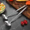 Cuchara para Olla Caliente Vertical de Acero Inoxidable Cucharón Profundizado No Magnético Cocina Concha para Sopa Fuga de Sopa Cuchara para Cocinar Restaurante de Olla Caliente Fuga