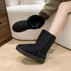 Botas de Neve para Caminhada ao Ar Livre Botas Altas com Pelo Integrado 2025 Inverno Botas Curtas Quentes com Forro de Lã Sapatos de Algodão para Neve de Uma Perna