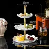 Venta al por mayor transfronteriza de Platos de Fruta Cerámicos Creativos de Lujo Ligero, Platos para Bocadillos de Té de la Tarde, Platos para Pasteles de Postre, Platos de Fruta de Dos y Tres Niveles