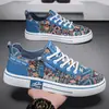 Sapatos Casuais Masculinos, Confortáveis e Versáteis, Tênis Esportivos da Moda, Sapatos de Lona Estampados Masculinos, Tênis de Cano Baixo para Estudantes e Adolescentes