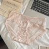 Calcinha Estilo Chinês Ins~Renda Semitransparente Roupa Íntima Feminina Seda de Amora Entrepernas Amigável à Pele Cintura Média-Baixa Cobre o Quadril Calcinha Feminina