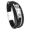 Pulsera de Cuero para Hombre de Múltiples Capas Tejida a Mano, Hebilla de Aleación de Zinc, Nuevo Estilo Retro Transfronterizo Europeo y Americano, Venta al por Mayor en Stock