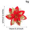 Flor decorativa navideña dorada y plateada roja de tres capas de plástico flor en polvo tridimensional flor navideña árbol de Navidad decoraciones de ambiente festivo