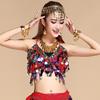 Top de Danza del Vientre Pieza de Gong Sujetador Top Colorido con Lentejuelas Traje de Performance de Danza India Sujetador con Monedas Colgantes de Diamantes de Colores