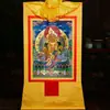 Buda Yuan Hui Huang Caishen Thangka Cinco Sobrenomes Deus da Riqueza Estilo Xizang Pintura Decorativa de Entrada Thangka Feito à Mão Pintura Suspensa de Buda Murais