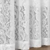 Comercio Transfronterizo Más Vendido Encaje de Punto de Urdimbre Borde Doble con Cuentas Tul Cola de Fénix Paisley Perforado Varilla Cortinas de Encaje Blanco Transparentes