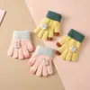 Luvas infantis quentes com forro de fleece para o inverno, cinco dedos espessados, à prova de frio para bebês, luvas de lã fofas, luvas espessadas para meninas