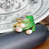 Anillo Abierto de Zirconia con Goteo de Aceite Esmaltado Serie Dorada Vintage Retro Lujo Ligero de Gama Alta para Mujer