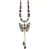 Collar Colgante de Campana de Cerámica Mariposa Estilo Étnico Vintage para Mujer, Nuevo Accesorio de Cadena Larga para Suéter de Moda 2025