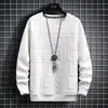 Moletom Masculino 2023 Outono e Inverno Novo Tendência Ins Estilo Hong Kong Versátil Masculino Gola Redonda Outono e Inverno Waffles Camiseta de Manga Longa