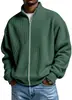 Estación Independiente Transfronteriza Europea y Americana Ropa de Hombre Estilo Americano Moda Desgastada para Hombre Chaqueta Sencilla de Color Sólido Waffle Cuello Alto con Cremallera