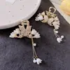 Elegante Pasador de Pelo con Lazo de Perlas, Súper Hada Borla de Flor de Lirio del Valle, Lindo Accesorio para el Cabello de Cola de Caballo Alta o Semi-Recogido en la Parte Posterior de la Cabeza