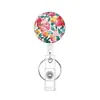 Porta Credencial Retráctil con Estampado Floral, Porta Credencial Blanco con Cordón Retráctil, Diseño Floral para Oficina