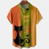 2024 Exportação Verão Novo Estilo Impressão Digital Popular 3D Simples e Fofo Pequeno Animal Camisa Casual Solta Masculina