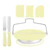 Girodisco para Pasteles Transfronterizo Juego de 7 Piezas, Cuchillos Rectos y Curvos para Crema, Espátula, Raspador Juego de Tres Piezas, Juego de Giro Disco para Pasteles