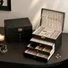 Caja de almacenamiento de joyería exquisita de gran capacidad con cerradura, caja de accesorios creativa simple multifuncional, caja de almacenamiento para collares y aretes