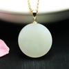 Jueyu Prata S925 Incrustada com Jade Hetian Natural Pingente da Paz Colar de Jade Branco Joias Atacado S1091414
