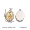 Estilo Retrô Europeu Inlaid Ouro Gravado Aço Inoxidável Retrato Pingente Artesanal DIY Pulseira Colar Acessórios de Joias