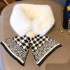 Bufanda de invierno versión coreana de pata de gallo para mujer con cuello de piel, bufanda de felpa, cuello cálido acolchado, ventas directas de fábrica de una generación de pelo