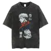2025 Estampa 4K Camiseta Lavada Vintage Verão Tamanho Plus Size Masculino Europa e América