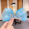 Grampo de cabelo coroa fofo para bebê e crianças, grampo de cabelo laço, nova tiara de malha tridimensional de princesa, acessórios de cabelo para meninas